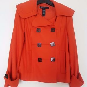 Ladies French Connection Orange Wool Jacket Size 6